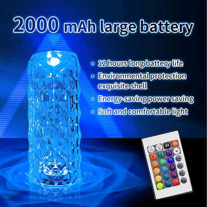 Multi Color Crystal Lamp for Bedroom with Touch Control