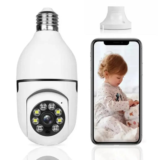 CCTV Wifi Bulb Security Camera | Tilt Pan Two Way Audio and Night Vision Function | Mobile App Control | Memory Card and Cloud Storage
